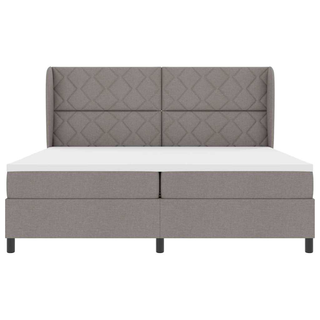 Boxspring bed met hoofdeinde Taupe 200 x 200 cm Stof