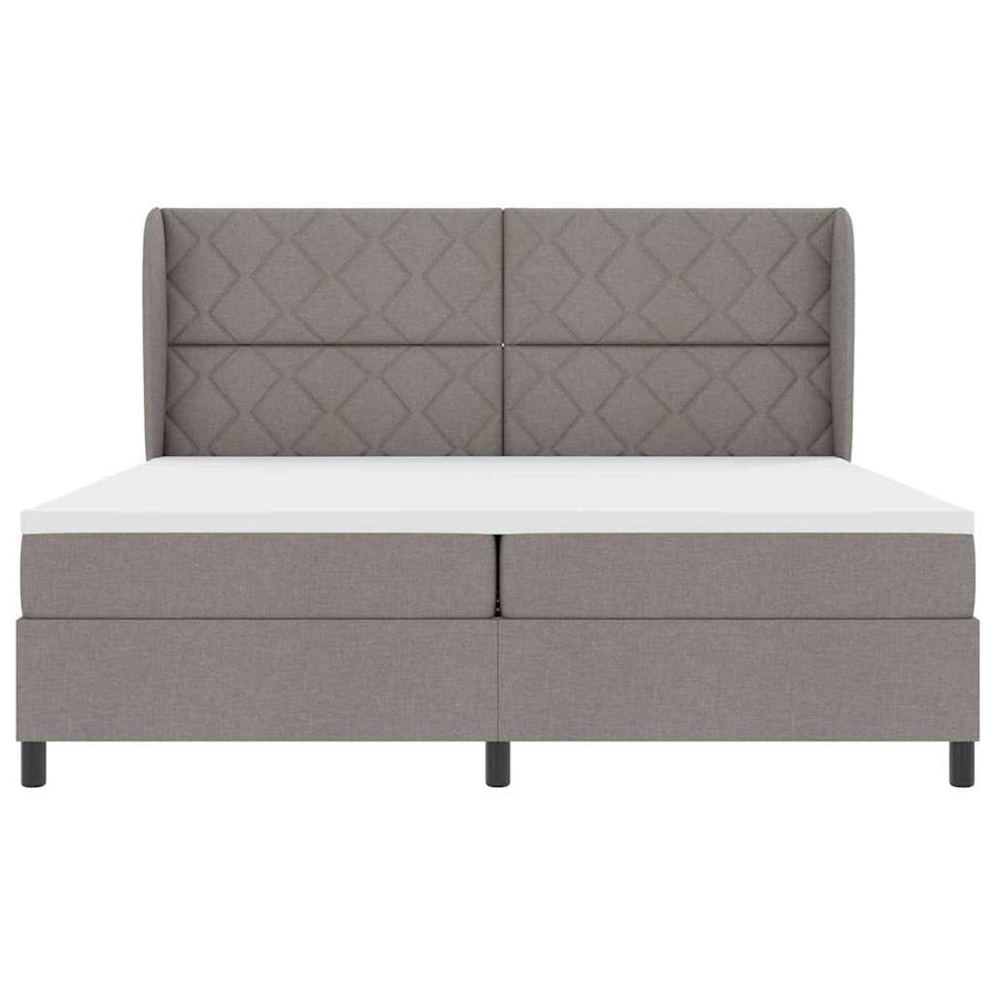 Boxspring bed met hoofdeinde Taupe 200 x 200 cm Stof