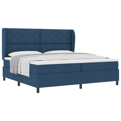 Boxspring bed met matras met hoofdeinde Blauw 200 x 200 cm Stof