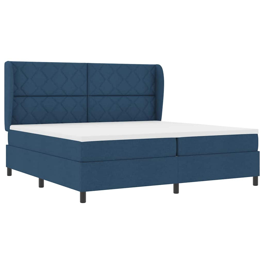 Boxspring bed met matras met hoofdeinde Blauw 200 x 200 cm Stof