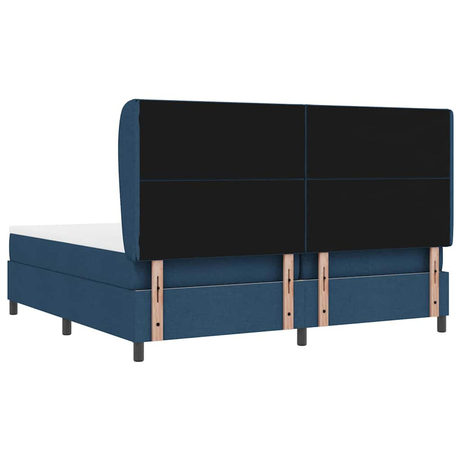 Boxspring bed met matras met hoofdeinde Blauw 200 x 200 cm Stof