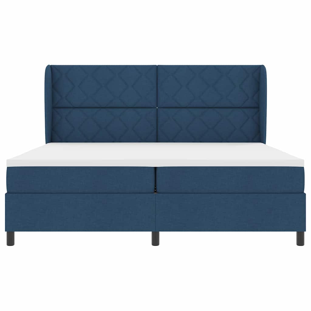 Boxspring bed met matras met hoofdeinde Blauw 200 x 200 cm Stof