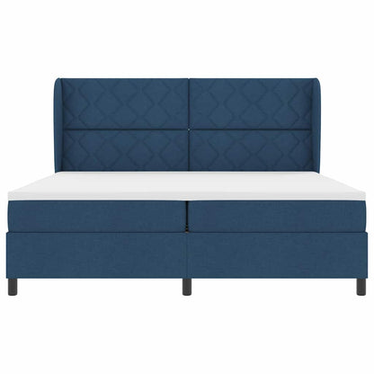 Boxspring bed met matras met hoofdeinde Blauw 200 x 200 cm Stof