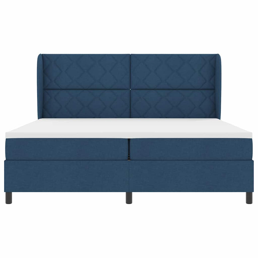 Boxspring bed met matras met hoofdeinde Blauw 200 x 200 cm Stof