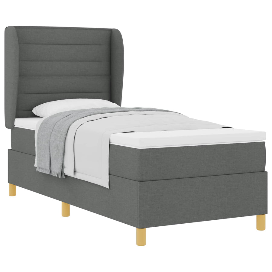 Boxspringbed met matras Donkergrijs 190 x 90 cm Stof