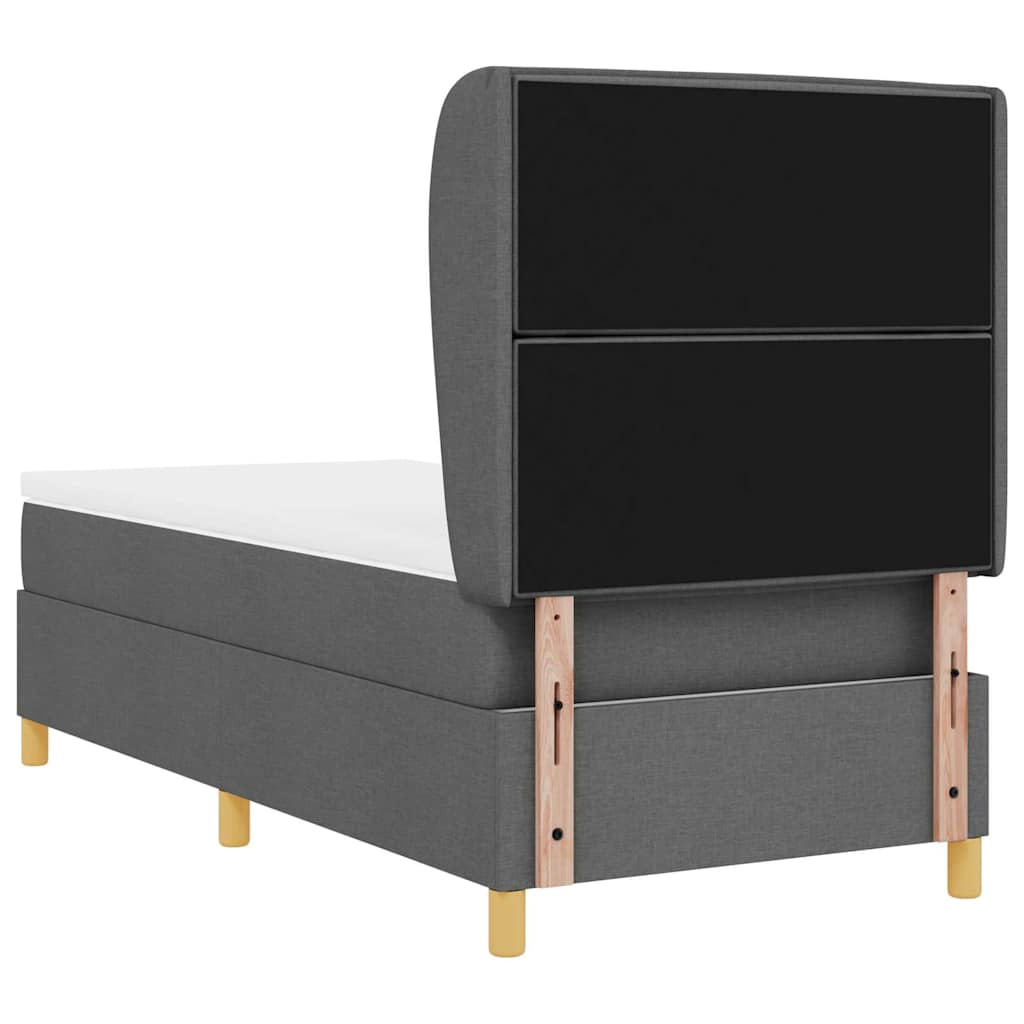 Boxspringbed met matras Donkergrijs 190 x 90 cm Stof