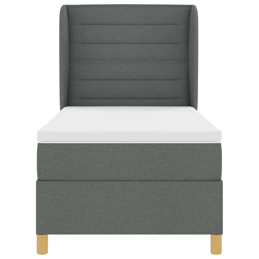 Boxspringbed met matras Donkergrijs 190 x 90 cm Stof