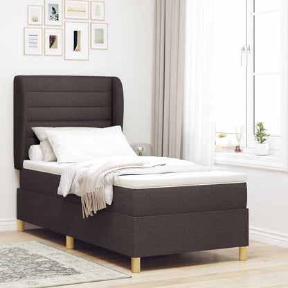 Boxspringbed met Matras Donkergrijs 90x190 cm Donkerbruin