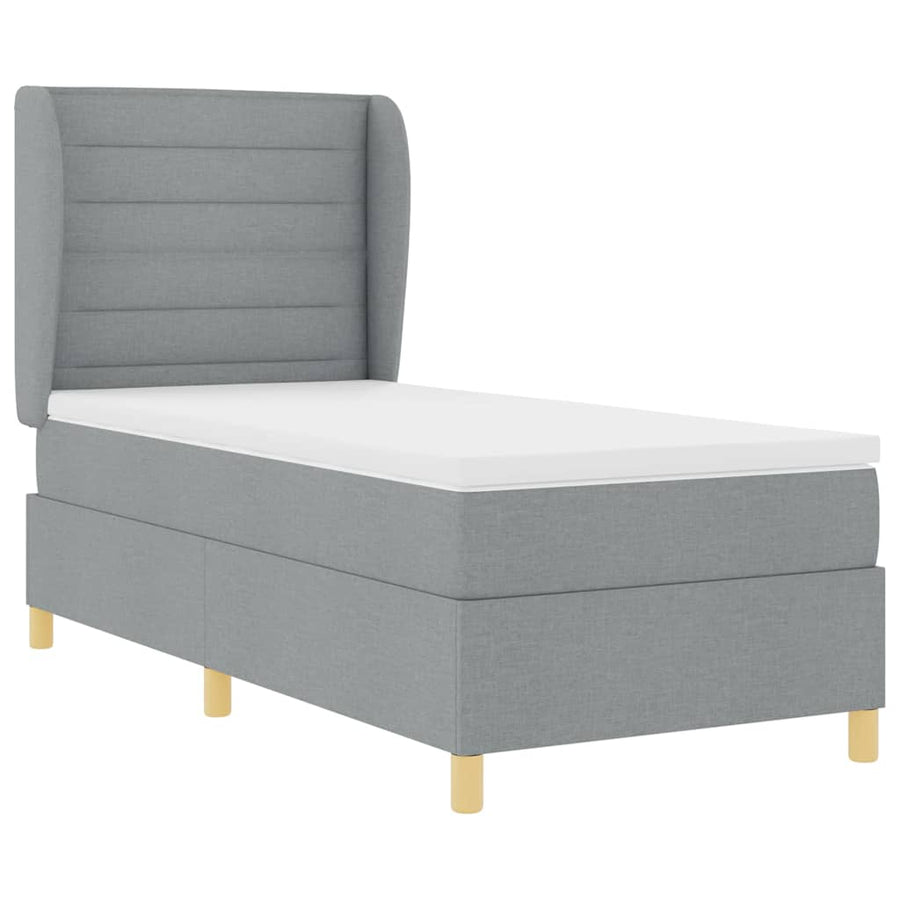 Boxspringbed met matras Lichtgrijs 200 x 90 cm Stof