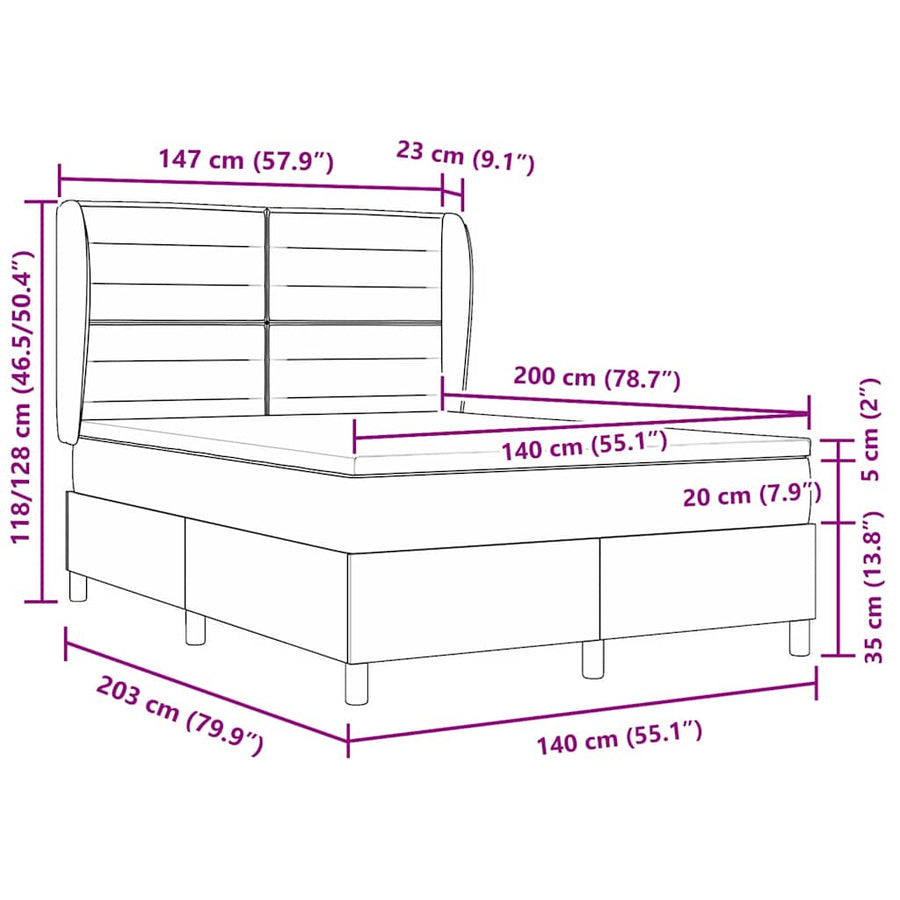 Boxspringbed met matras Donkerbruin 200 x 140 cm Stof