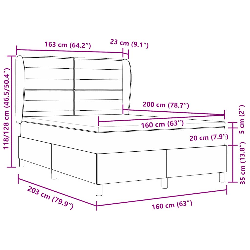 Boxspringbed met Matras Donkergrijs 90x190 cm met matras Zwart