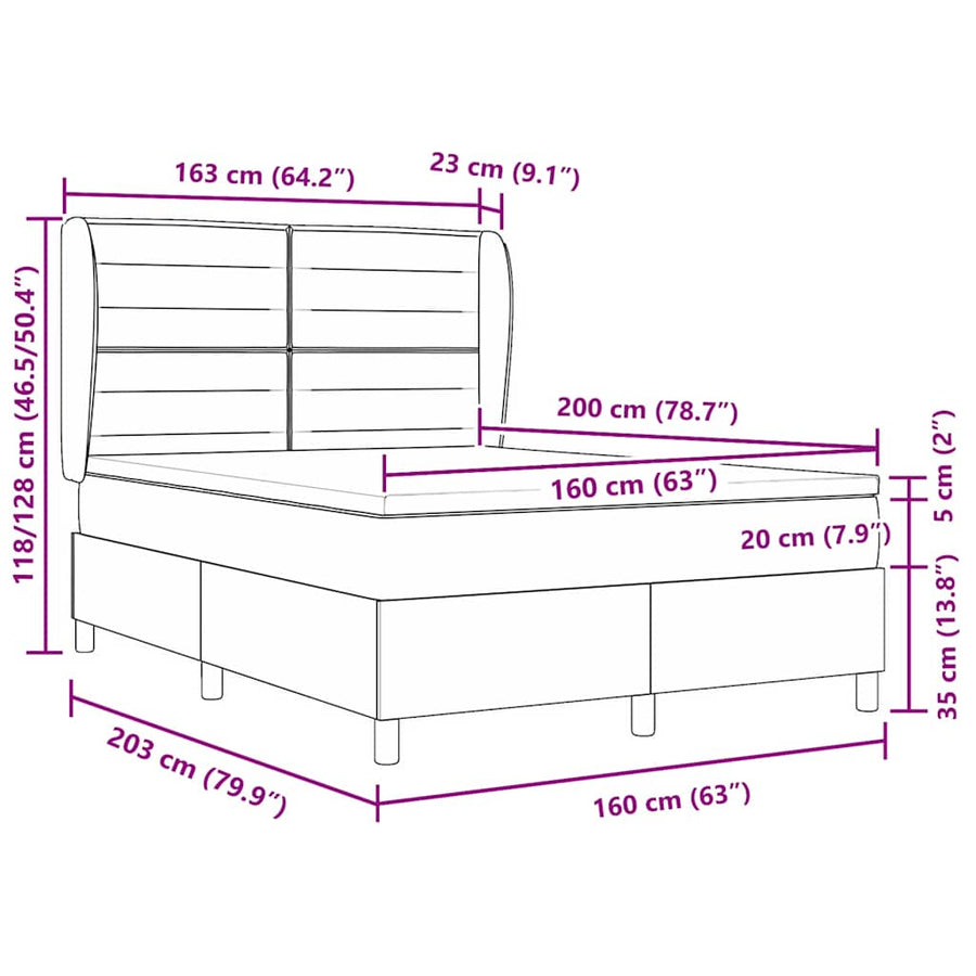 Boxspringbed met Matras Donkergrijs 90x190 cm met matras Zwart
