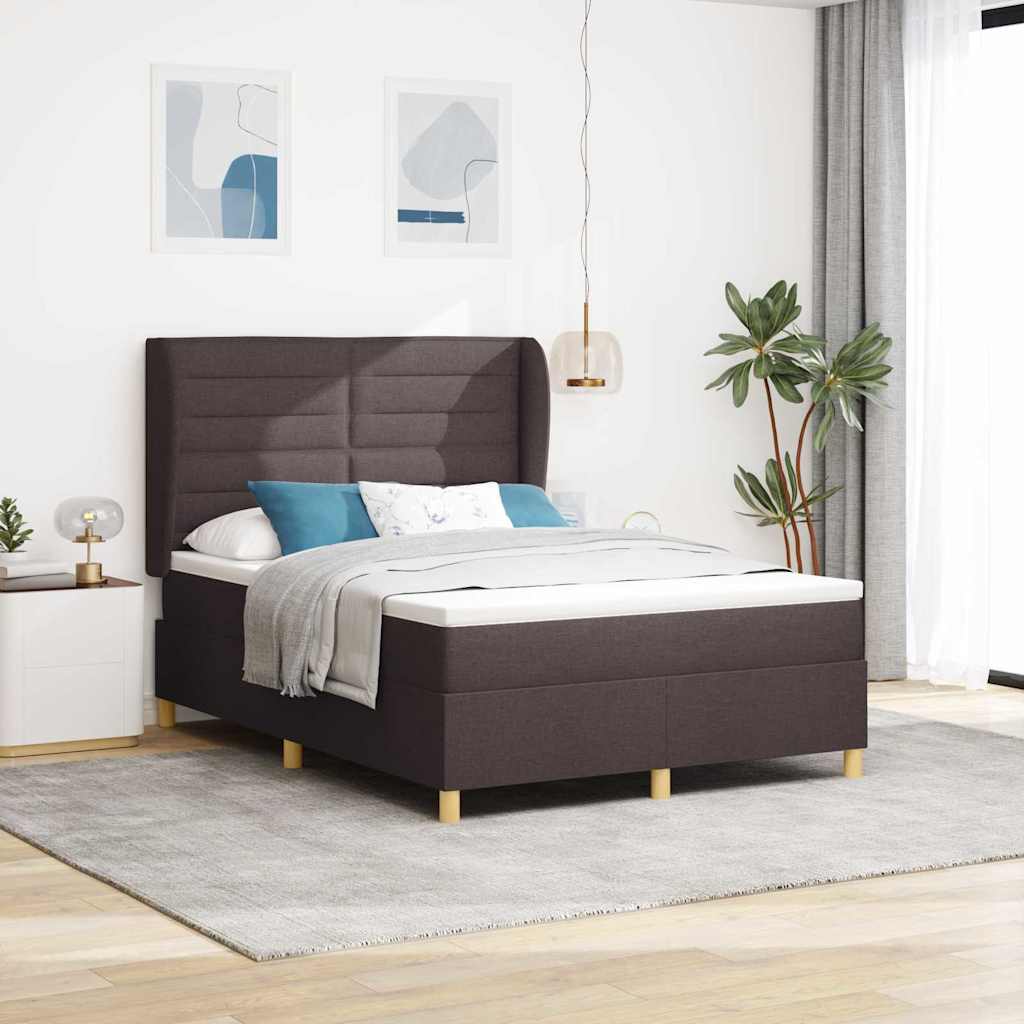 Boxspringbed met matras Donkerbruin 200 x 160 cm Stof