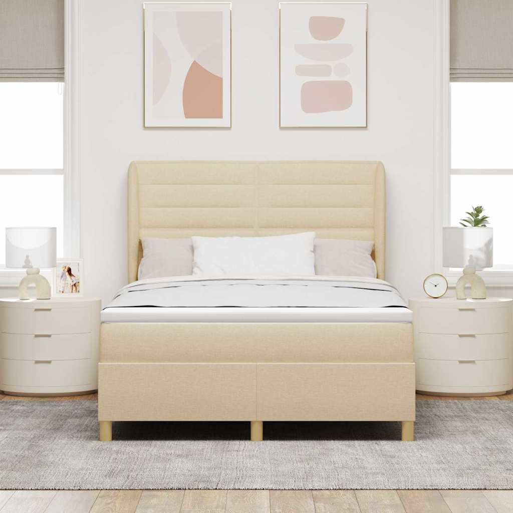 Boxspringbed met matras met hoofdeinde Crème 200 x 160 cm Stof