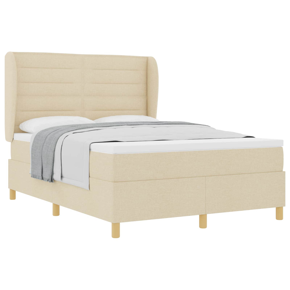 Boxspringbed met matras met hoofdeinde Crème 200 x 160 cm Stof