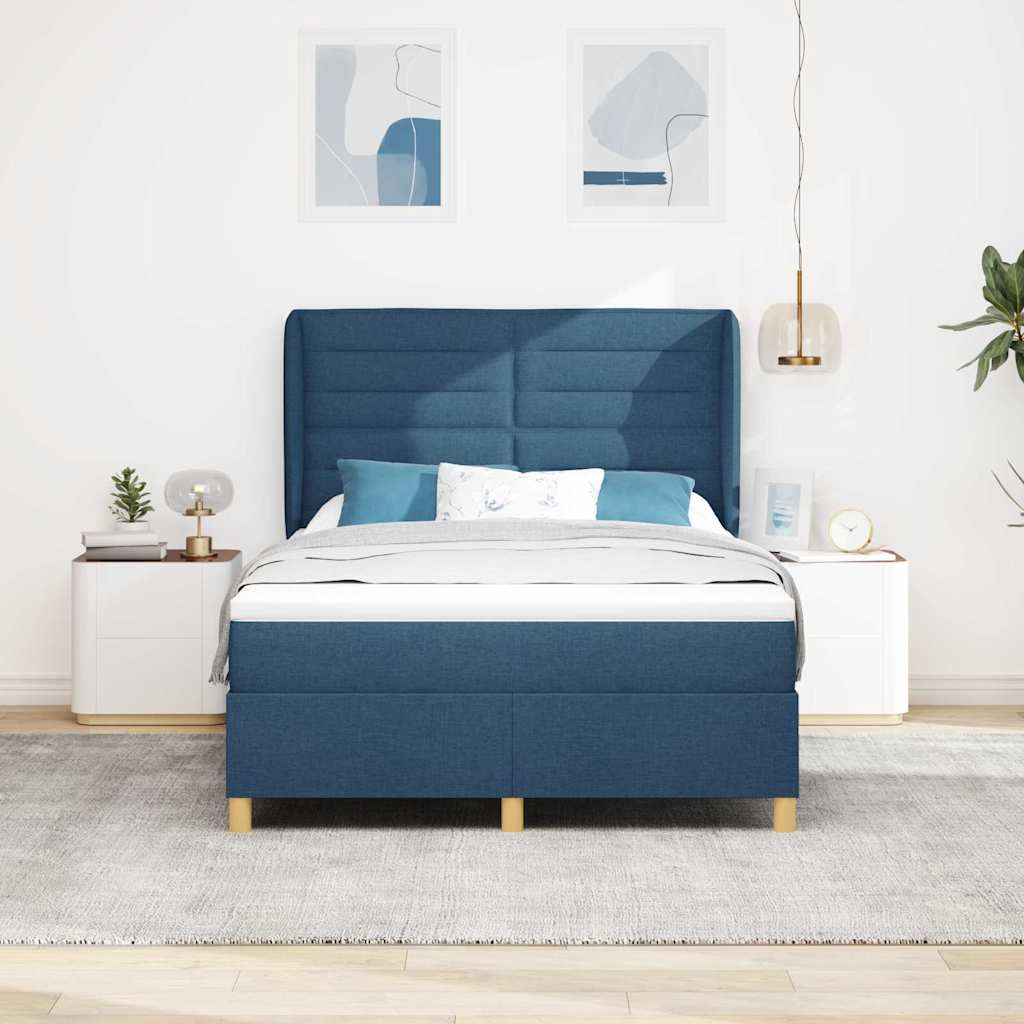 Boxspringbed met matras met hoofdeinde Blauw 200 x 160 cm Stof