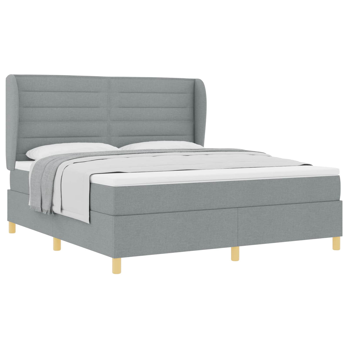 Boxspringbed met matras Lichtgrijs 200 x 180 cm Stof