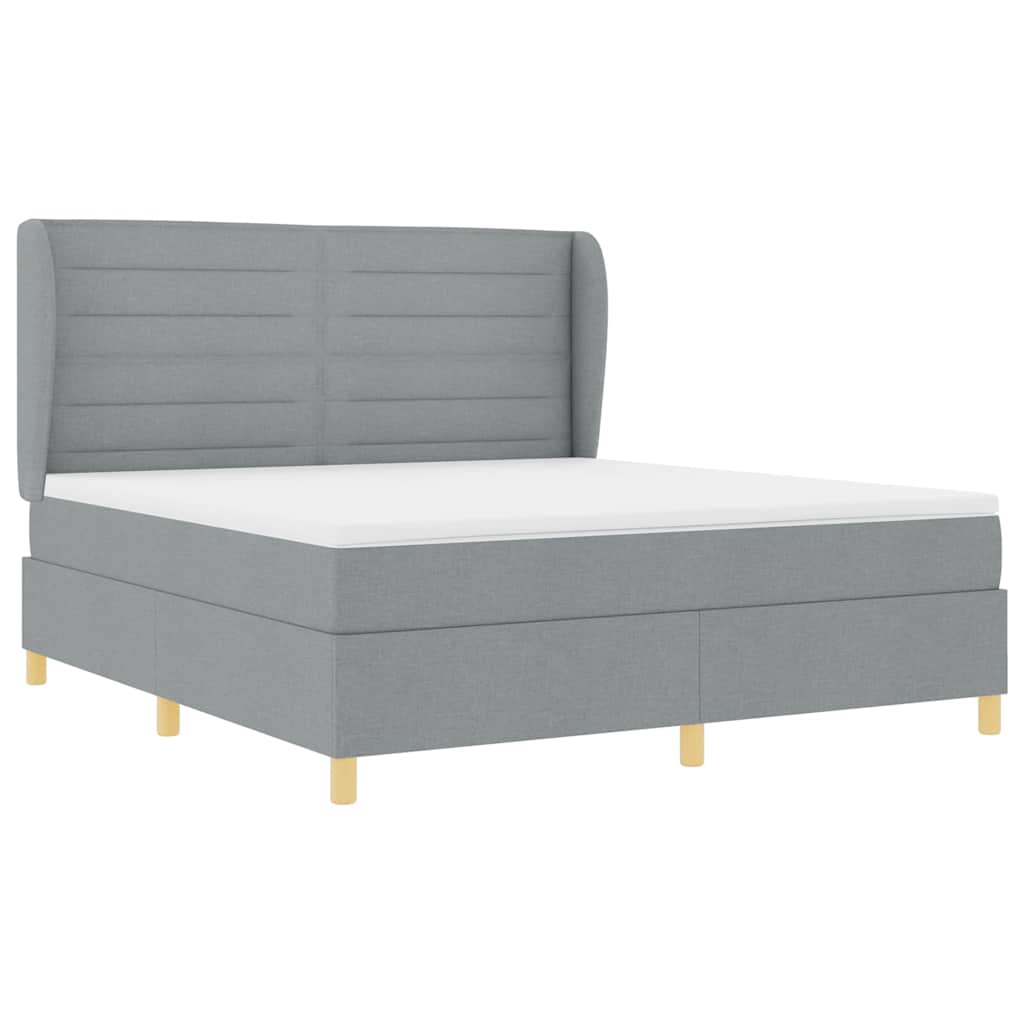 Boxspringbed met matras Lichtgrijs 200 x 180 cm Stof