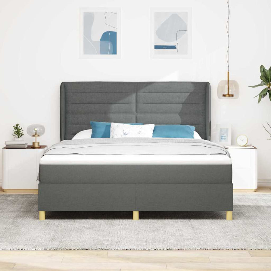 Boxspringbed met matras Donkergrijs 200 x 180 cm Stof