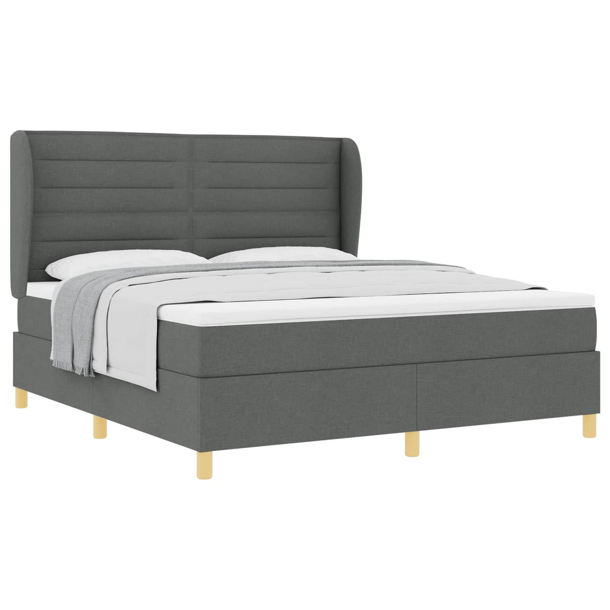 Boxspringbed met matras Donkergrijs 200 x 180 cm Stof