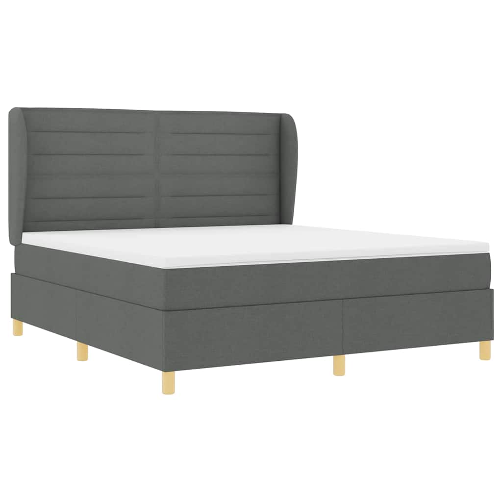 Boxspringbed met matras Donkergrijs 200 x 180 cm Stof