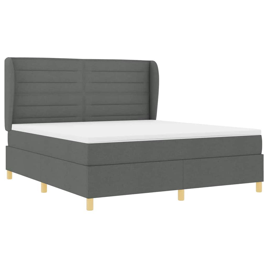Boxspringbed met matras Donkergrijs 200 x 180 cm Stof
