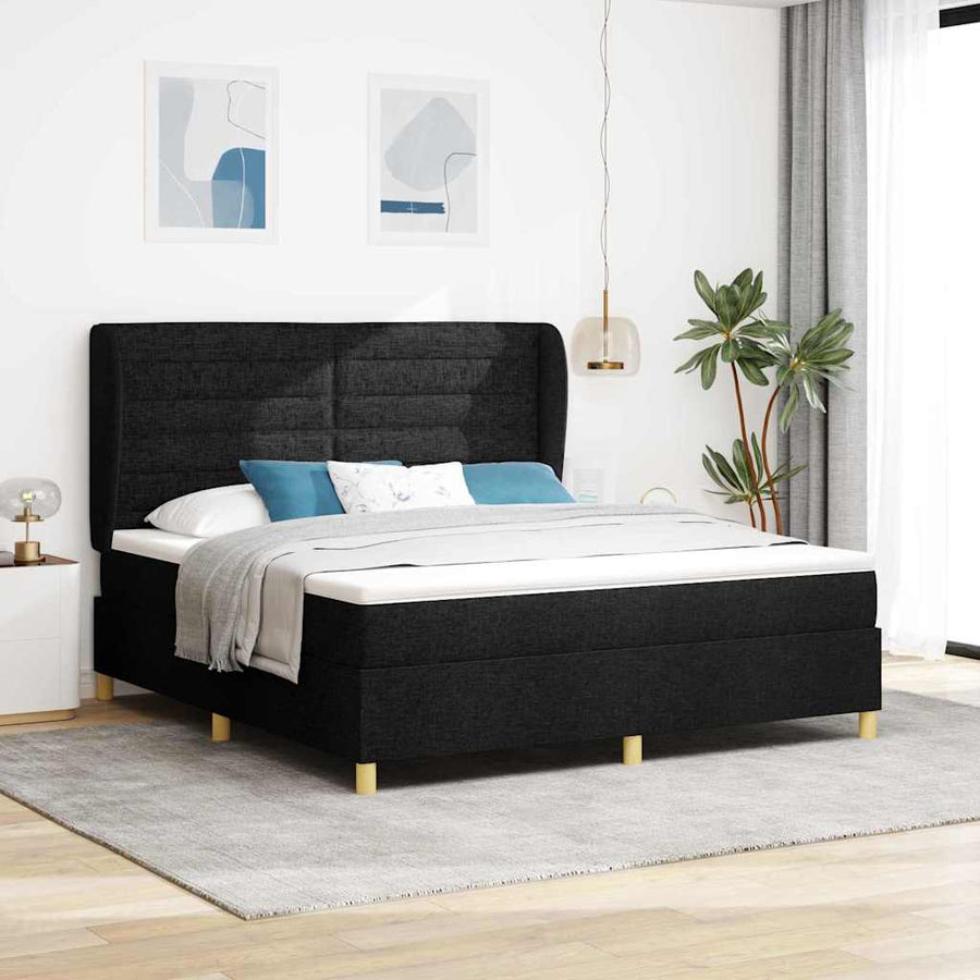 Boxspringbed met Matras Donkergrijs 90x190 cm met matras Zwart