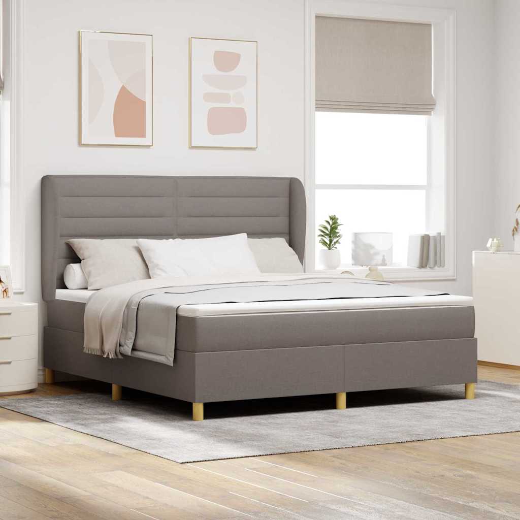 Boxspringbed met matras met hoofdeinde Taupe 200 x 180 cm Stof