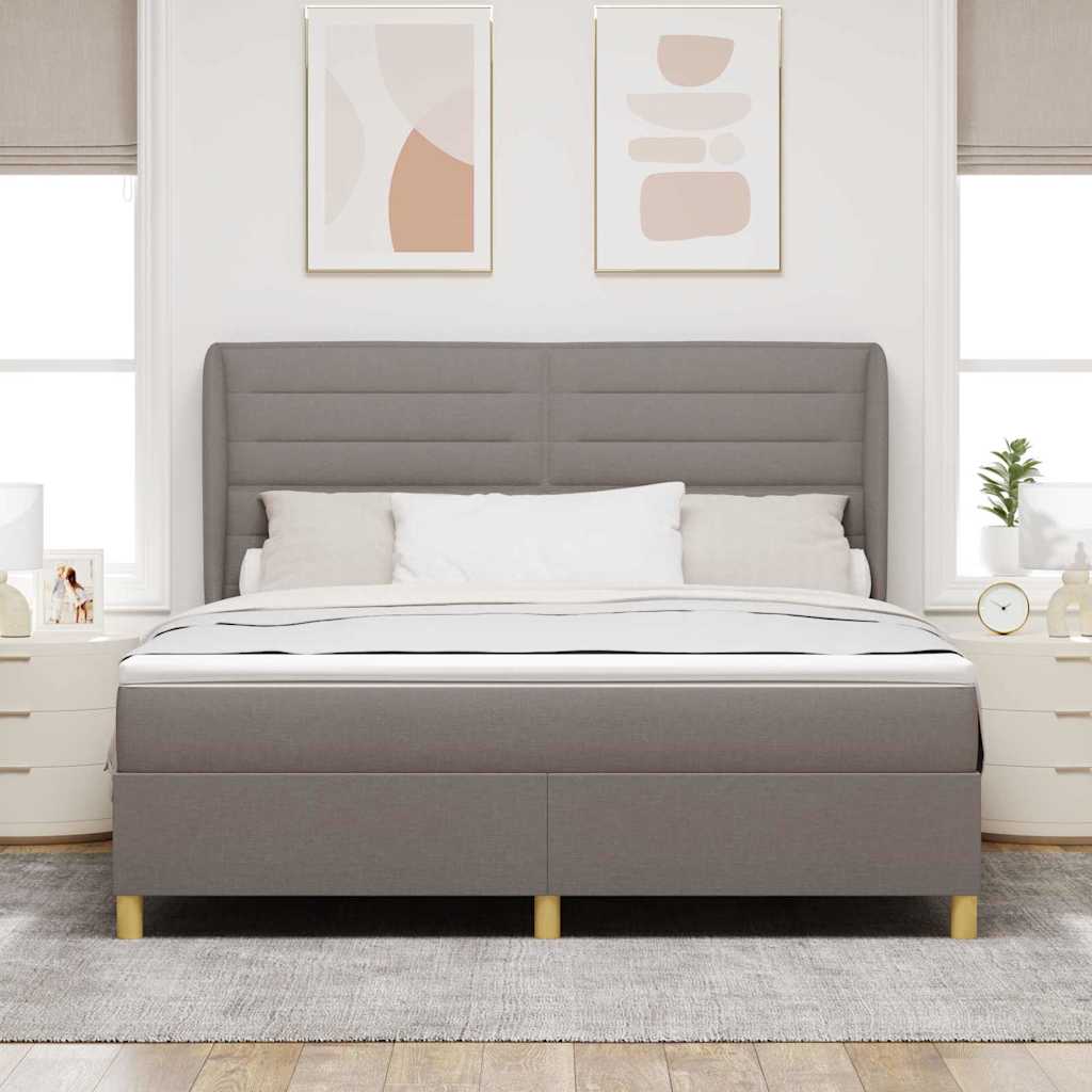 Boxspringbed met matras met hoofdeinde Taupe 200 x 180 cm Stof