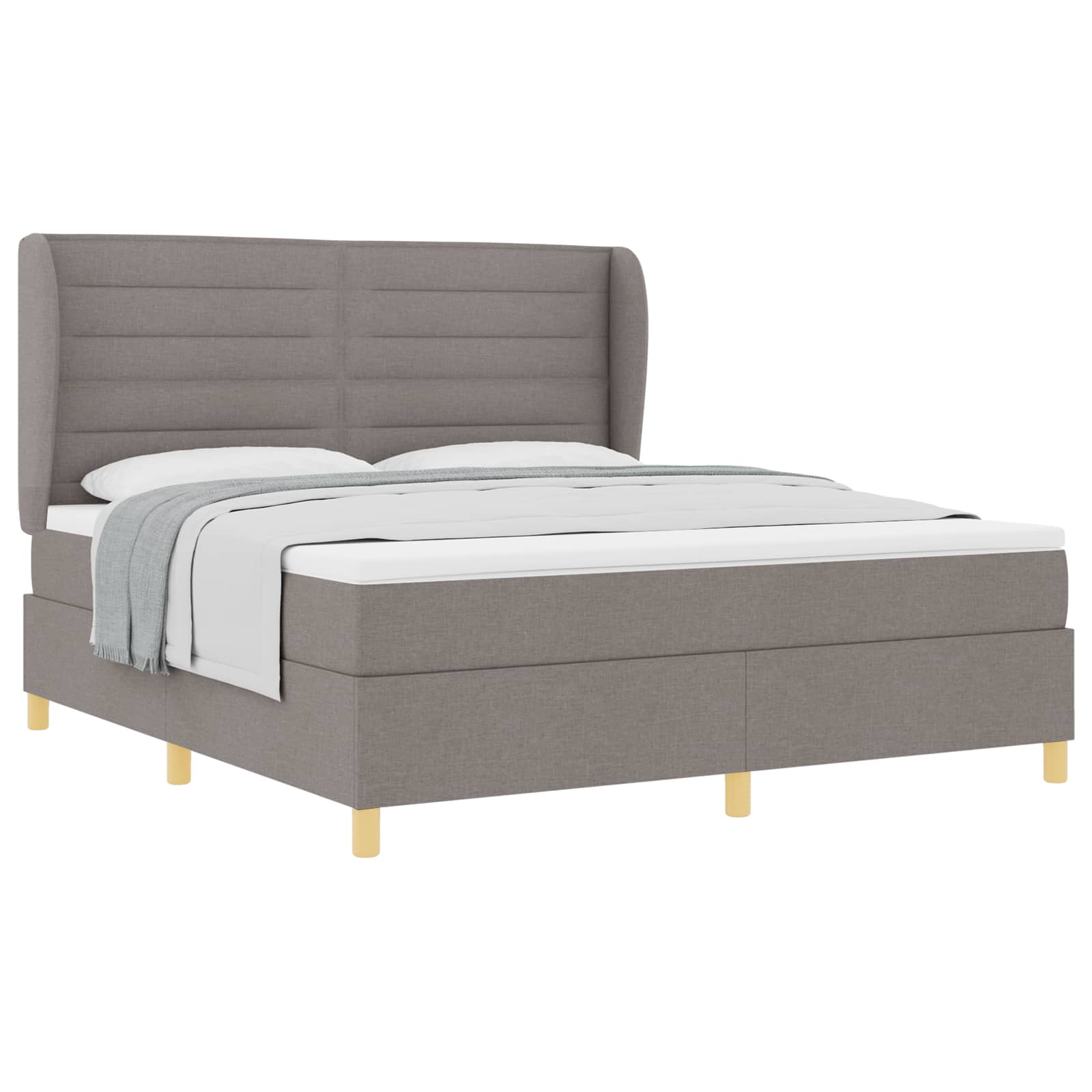 Boxspringbed met matras met hoofdeinde Taupe 200 x 180 cm Stof