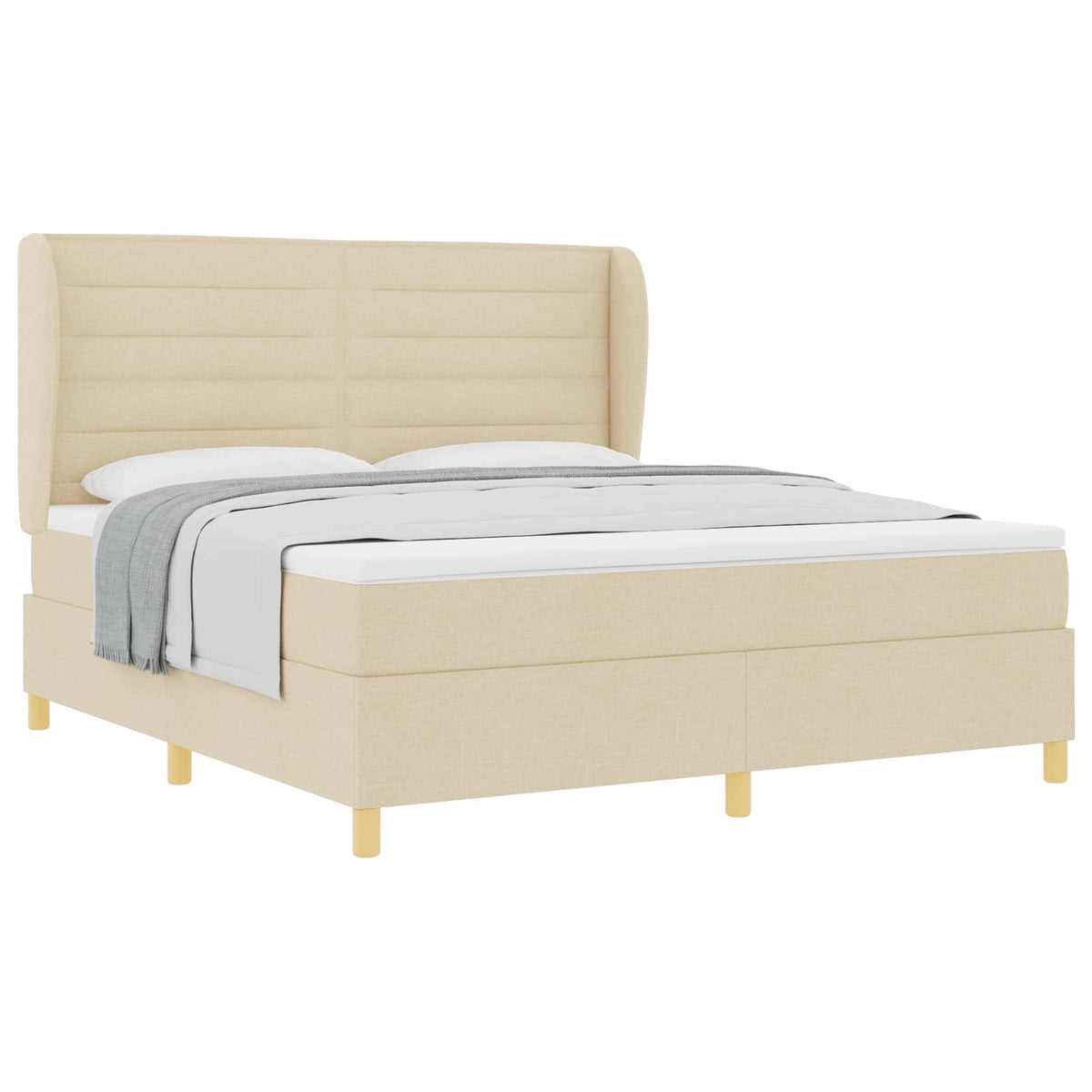 Boxspringbed met matras met hoofdeinde Crème 200 x 180 cm Stof