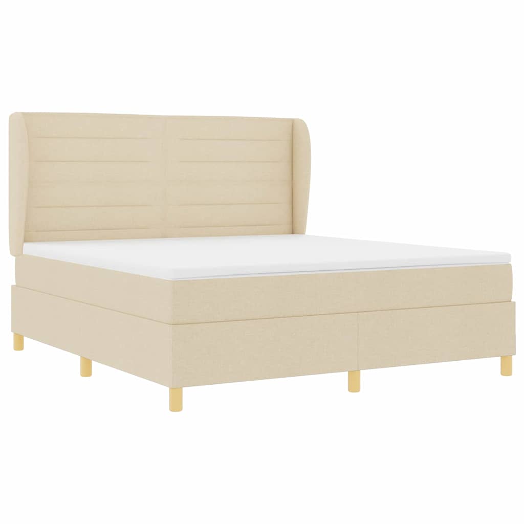 Boxspringbed met matras met hoofdeinde Crème 200 x 180 cm Stof