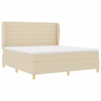 Boxspringbed met matras met hoofdeinde Crème 200 x 180 cm Stof