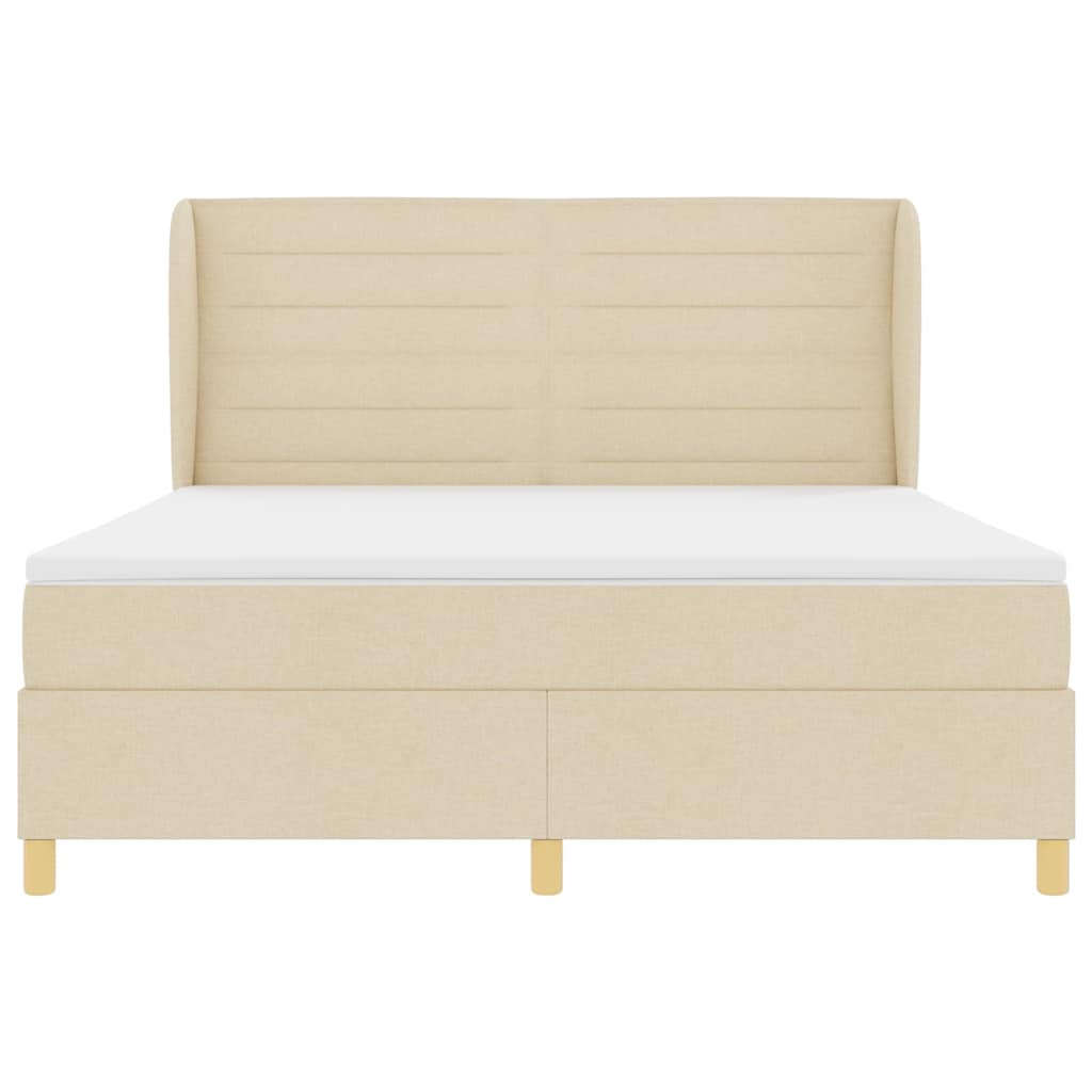 Boxspringbed met matras met hoofdeinde Crème 200 x 180 cm Stof