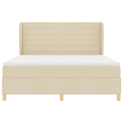Boxspringbed met matras met hoofdeinde Crème 200 x 180 cm Stof