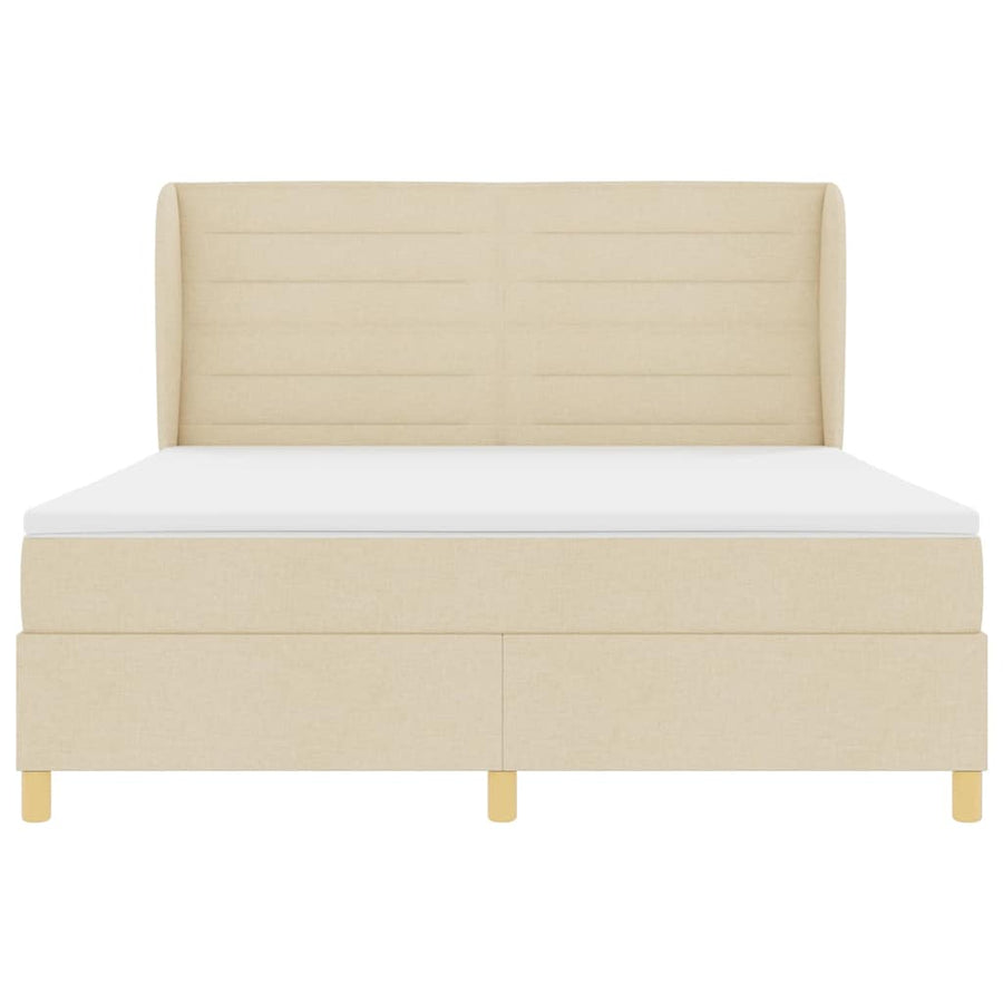 Boxspringbed met matras met hoofdeinde Crème 200 x 180 cm Stof
