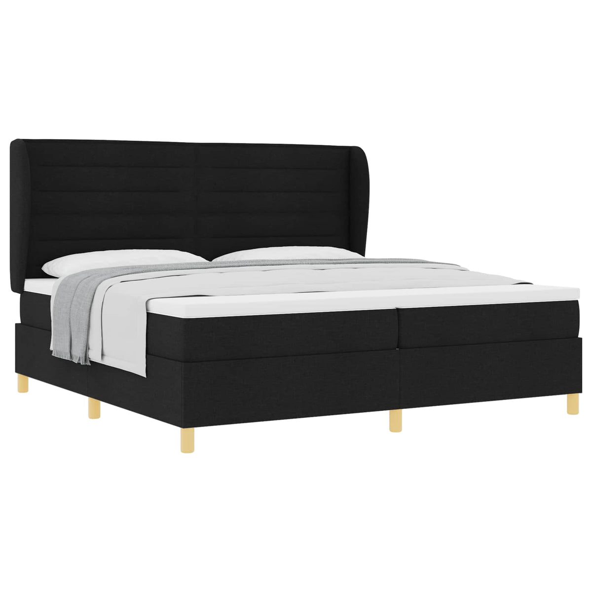 Boxspringbed met matras met hoofdeinde Zwart 200 x 200 cm Stof