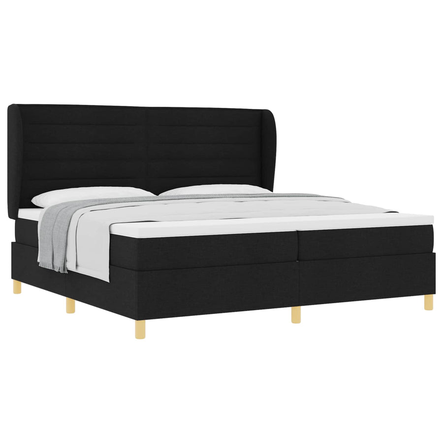 Boxspringbed met matras met hoofdeinde Zwart 200 x 200 cm Stof
