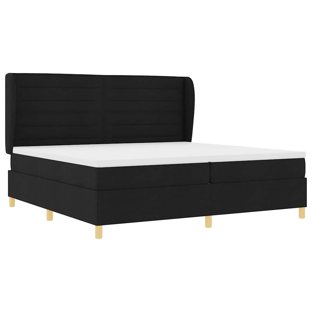 Boxspringbed met matras met hoofdeinde Zwart 200 x 200 cm Stof