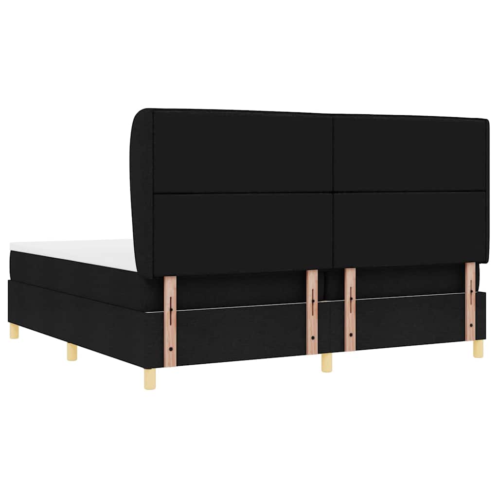 Boxspringbed met matras met hoofdeinde Zwart 200 x 200 cm Stof