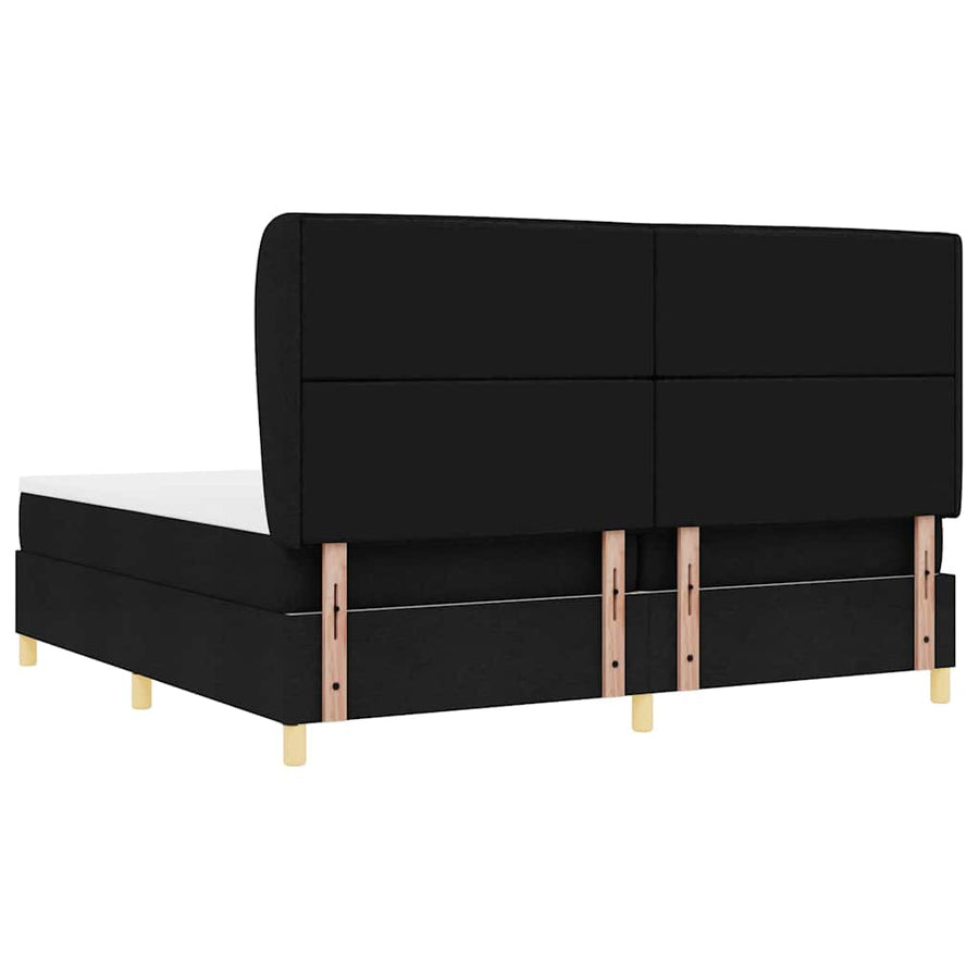 Boxspringbed met matras met hoofdeinde Zwart 200 x 200 cm Stof