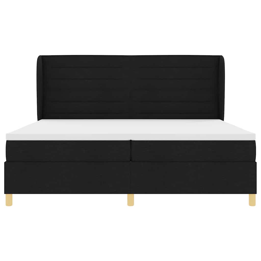 Boxspringbed met matras met hoofdeinde Zwart 200 x 200 cm Stof