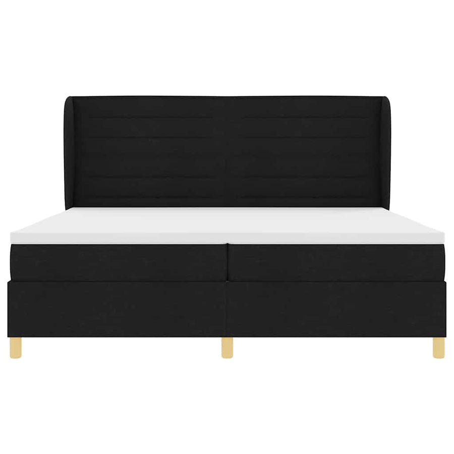 Boxspringbed met matras met hoofdeinde Zwart 200 x 200 cm Stof