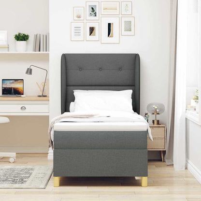 Boxspringbed met hoofdeinde Donkergrijs 190 x 90 cm Stof