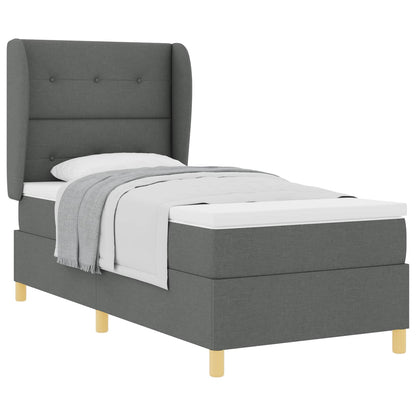 Boxspringbed met hoofdeinde Donkergrijs 190 x 90 cm Stof