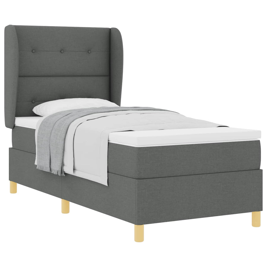 Boxspringbed met hoofdeinde Donkergrijs 190 x 90 cm Stof