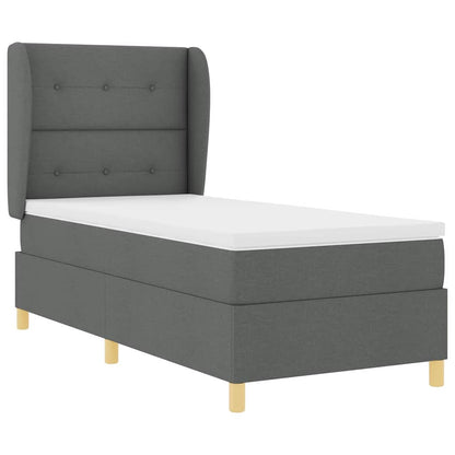 Boxspringbed met hoofdeinde Donkergrijs 190 x 90 cm Stof