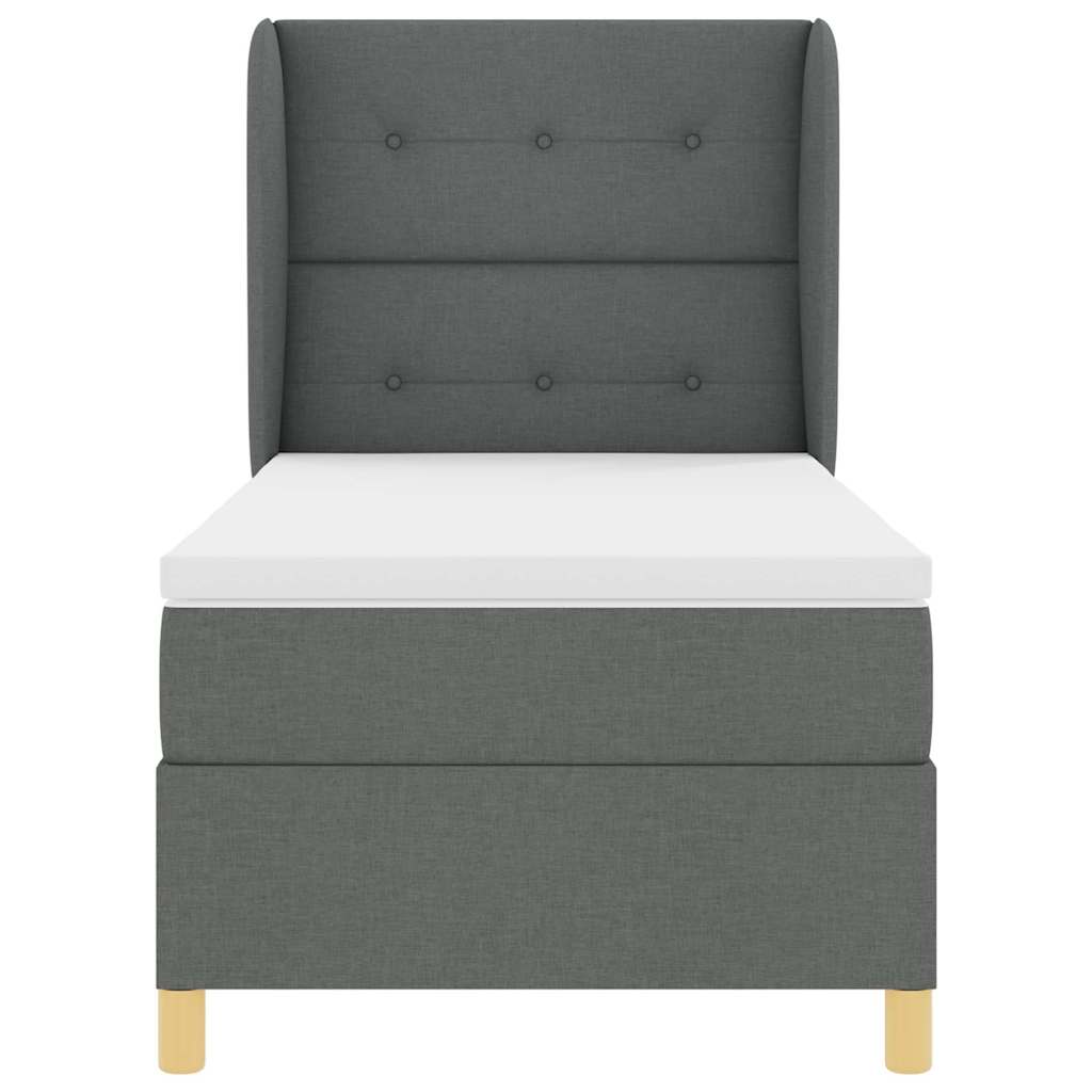 Boxspringbed met hoofdeinde Donkergrijs 190 x 90 cm Stof