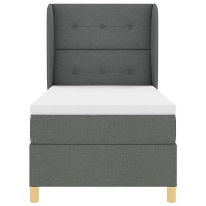 Boxspringbed met hoofdeinde Donkergrijs 190 x 90 cm Stof