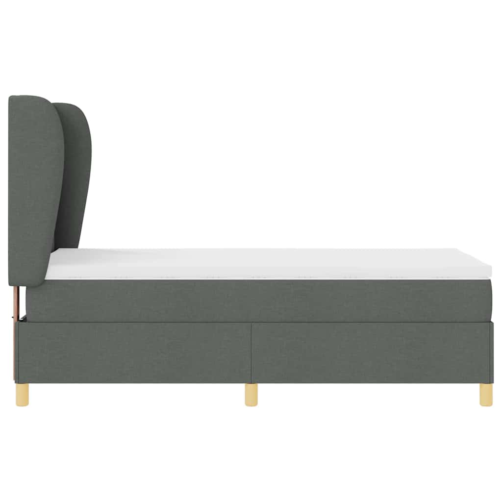Boxspringbed met hoofdeinde Donkergrijs 190 x 90 cm Stof
